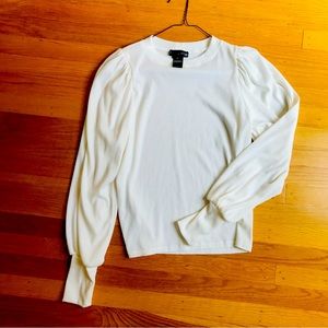 AQUA women’s puff sleeve knit top in cream